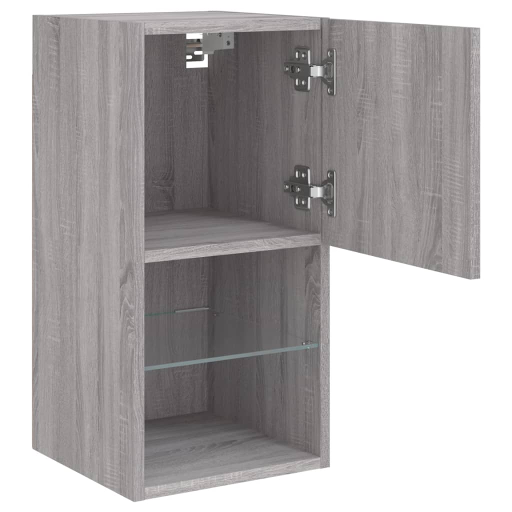 TV Cabinets with LED Lights 2 pcs Grey Sonoma 30.5x30x60 cm