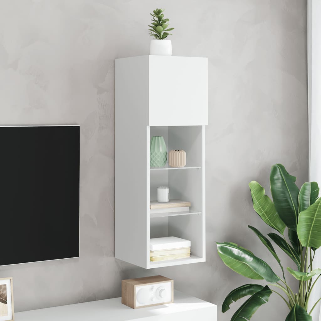 TV Cabinet | White | Engineered wood, glass | 30.5x30x90 cm | TV Cabinet