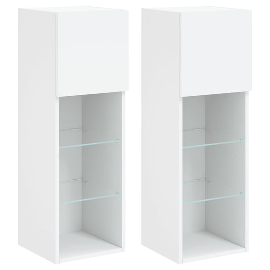 2 Piece TV Cabinet Set with LED Lights White 30,5x30x90 cm