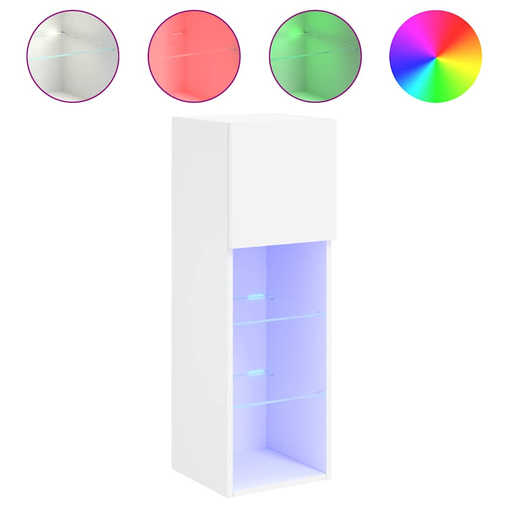 2 Piece TV Cabinet Set with LED Lights White 30,5x30x90 cm