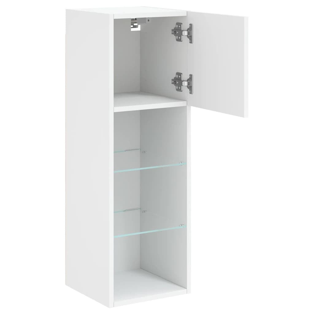 2 Piece TV Cabinet Set with LED Lights White 30,5x30x90 cm