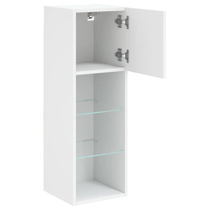 2 Piece TV Cabinet Set with LED Lights White 30,5x30x90 cm