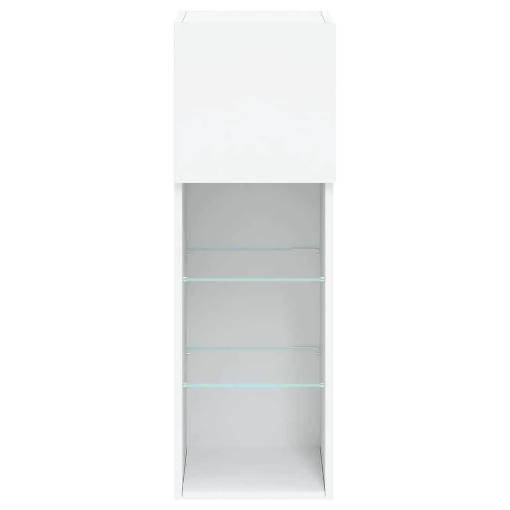 2 Piece TV Cabinet Set with LED Lights White 30,5x30x90 cm