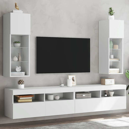 2 Piece TV Cabinet Set with LED Lights White 30,5x30x90 cm