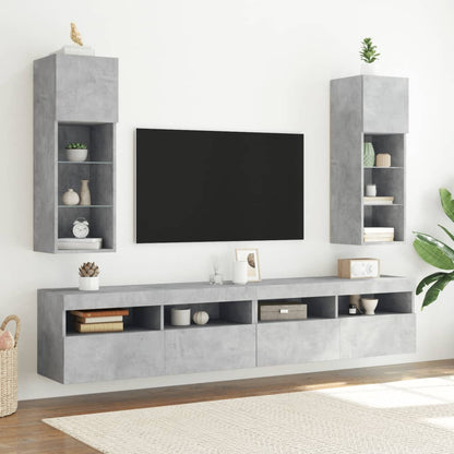 TV Cabinet with LED Lights Concrete Grey 30,5x30x90 cm