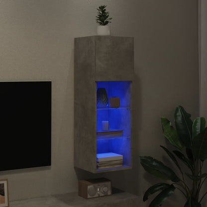 TV Cabinet with LED Lights Concrete Grey 30,5x30x90 cm