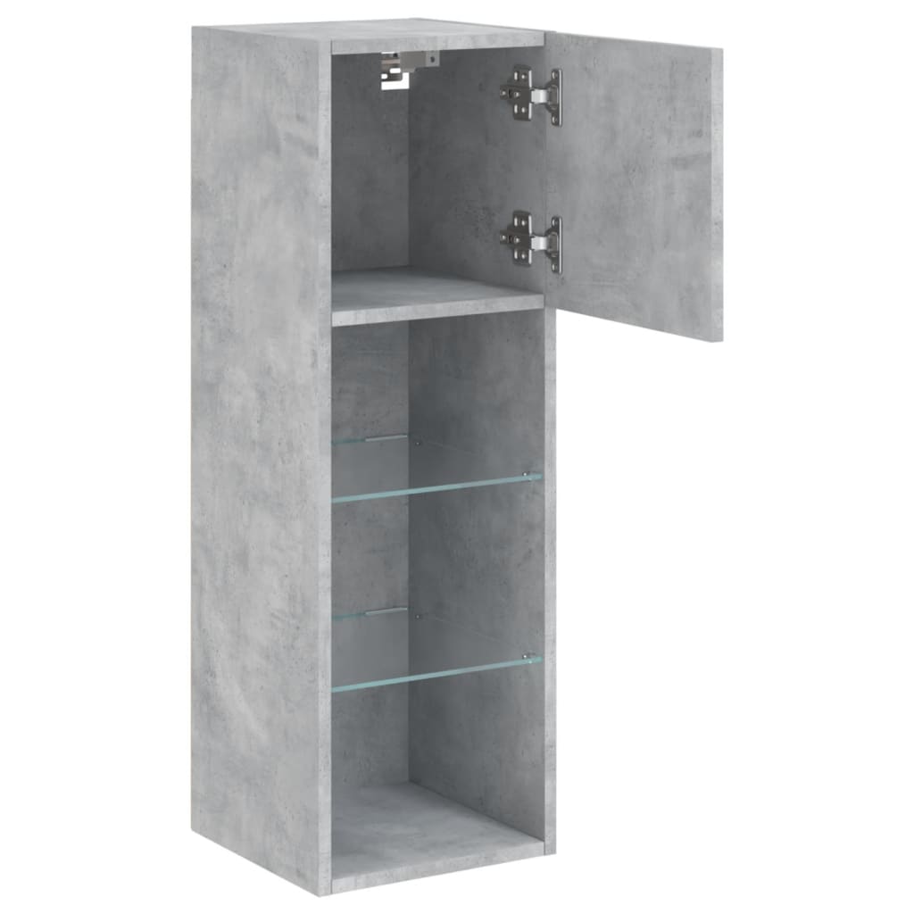 TV Cabinet with LED Lights Concrete Grey 30,5x30x90 cm