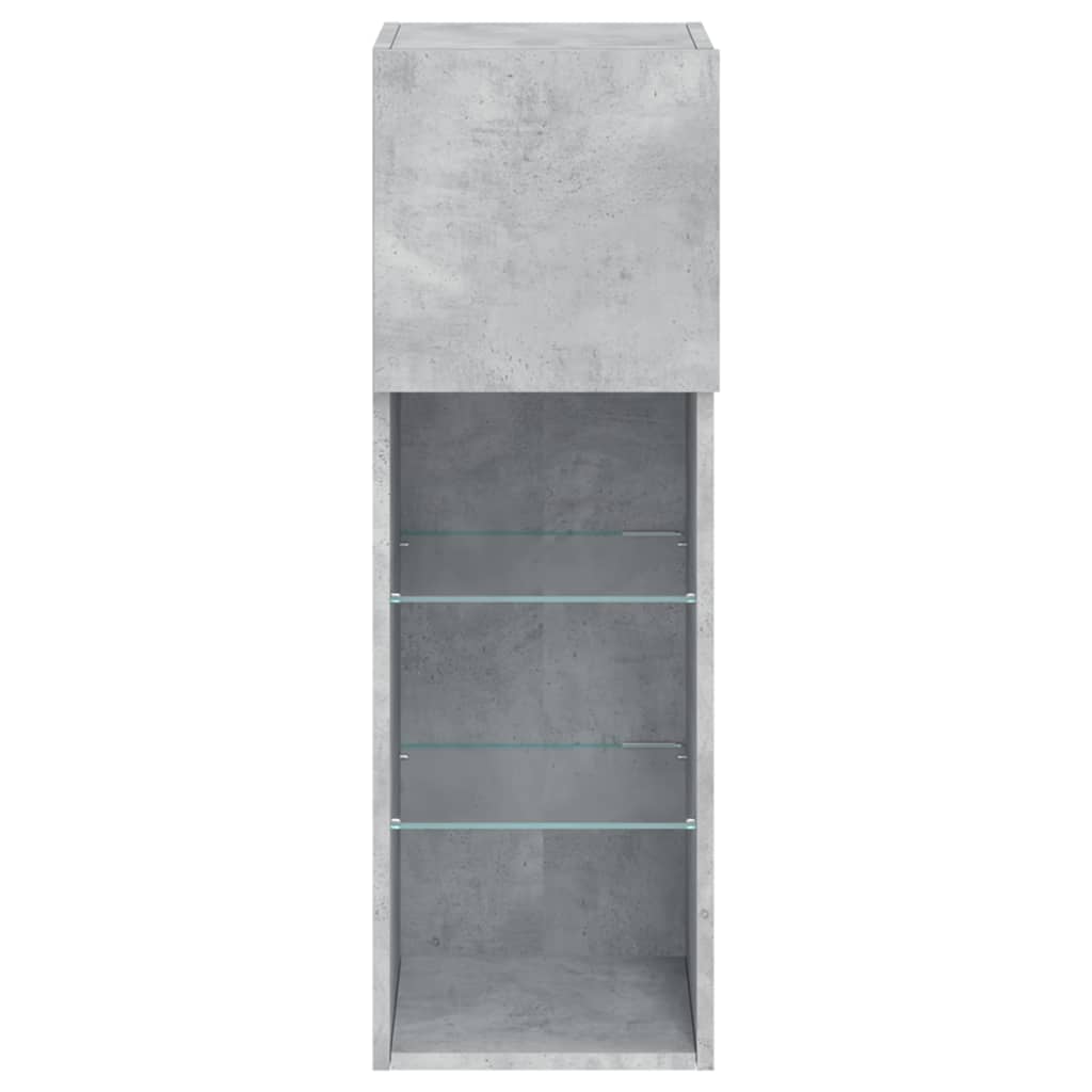 TV Cabinet with LED Lights Concrete Grey 30,5x30x90 cm