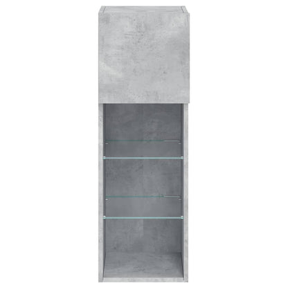 TV Cabinet with LED Lights Concrete Grey 30,5x30x90 cm