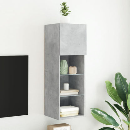 TV Cabinet with LED Lights Concrete Grey 30,5x30x90 cm