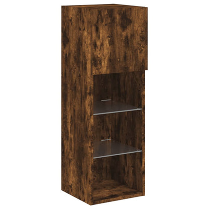 TV Cabinets with LED Lights 2 pcs Smoked Oak 30.5x30x90 cm