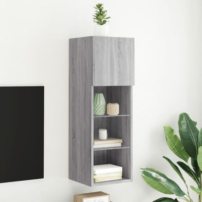 TV Cabinet | Grey Sonoma | Engineered wood, Glass | 30.5 x 30 x 90 cm