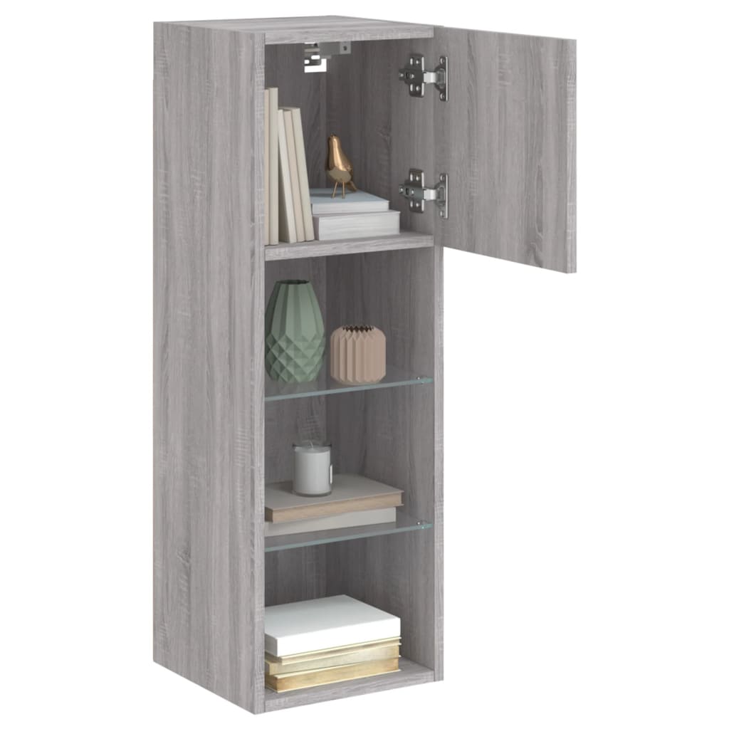 TV Cabinets with LED Lights 2 pcs Grey Sonoma 30.5x30x90 cm