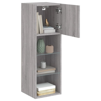 TV Cabinets with LED Lights 2 pcs Grey Sonoma 30.5x30x90 cm