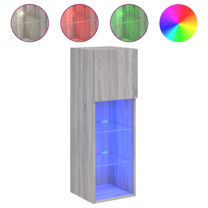 TV Cabinets with LED Lights 2 pcs Grey Sonoma 30.5x30x90 cm