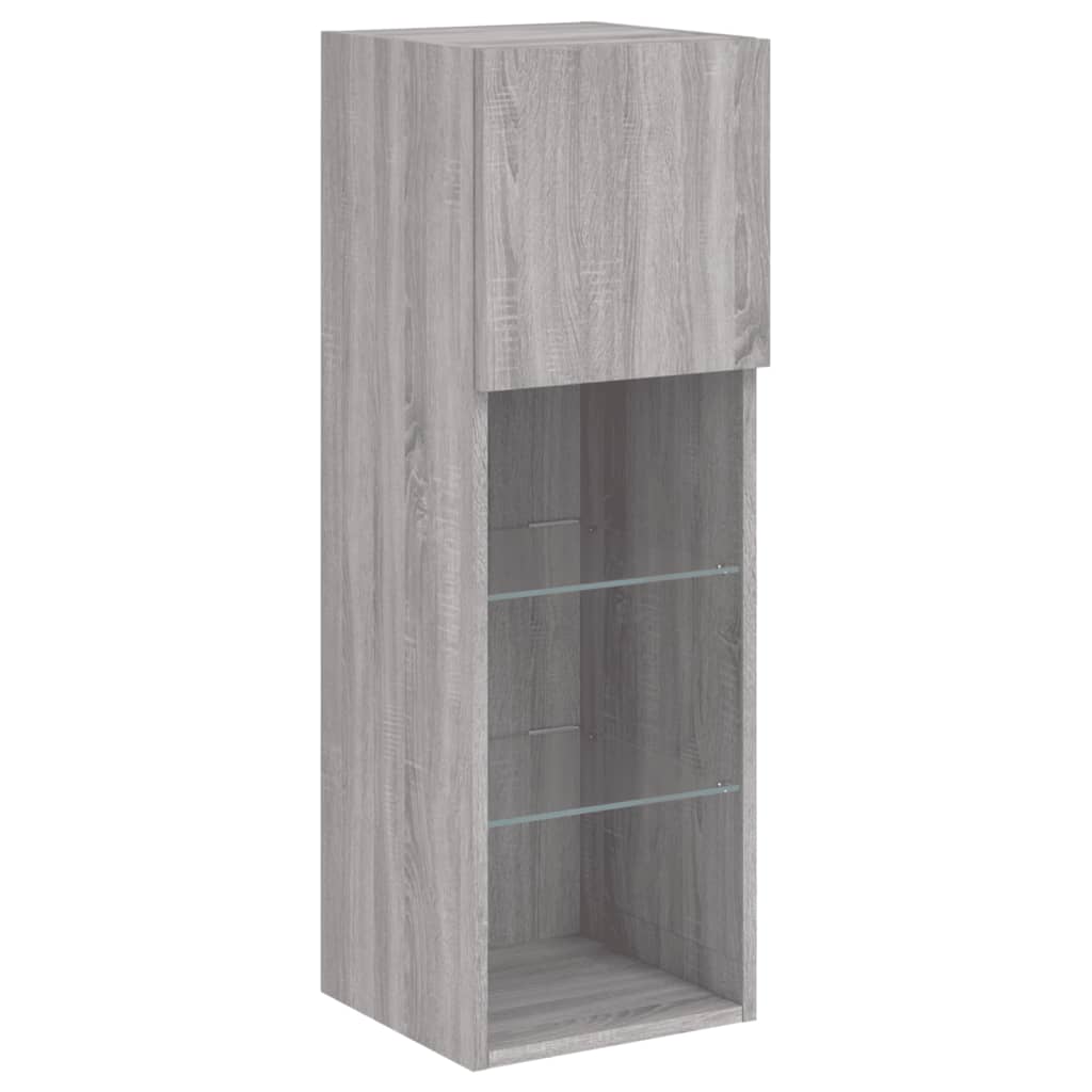 TV Cabinets with LED Lights 2 pcs Grey Sonoma 30.5x30x90 cm