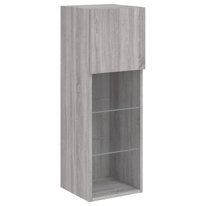 TV Cabinets with LED Lights 2 pcs Grey Sonoma 30.5x30x90 cm