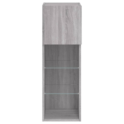 TV Cabinets with LED Lights 2 pcs Grey Sonoma 30.5x30x90 cm