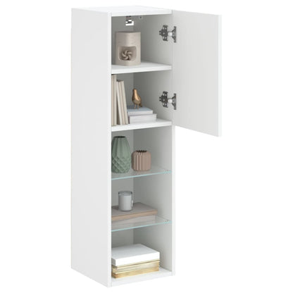 TV Cabinet with LED Lights White 30.5x30x102 cm