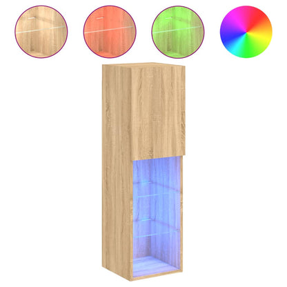 TV Cabinets with LED Lights 2 pcs Sonoma Oak 30.5x30x102 cm