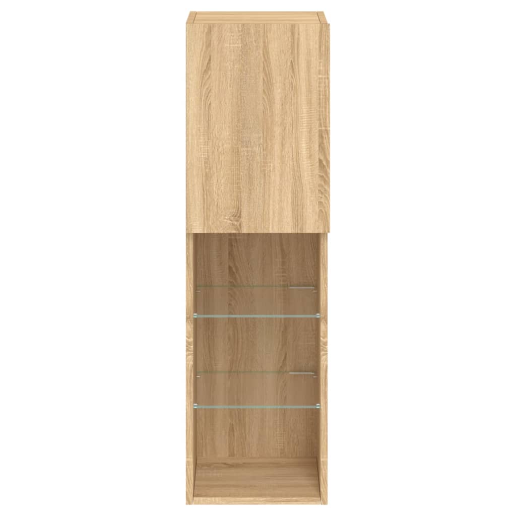 TV Cabinets with LED Lights 2 pcs Sonoma Oak 30.5x30x102 cm