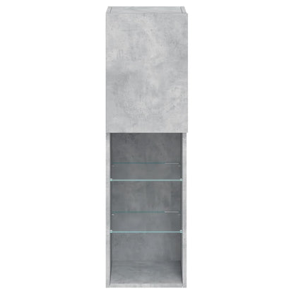 TV Cabinet with LED Lights Concrete Grey 30.5x30x102 cm