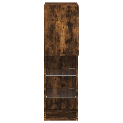 TV Cabinets with LED Lights 2 pcs Smoked Oak 30.5x30x102 cm