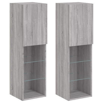 TV Cabinets with LED Lights 2 pcs Grey Sonoma 30.5x30x102 cm
