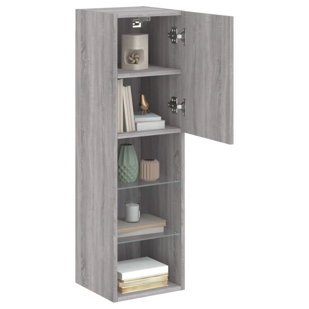 TV Cabinets with LED Lights 2 pcs Grey Sonoma 30.5x30x102 cm
