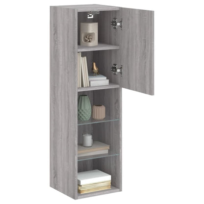 TV Cabinets with LED Lights 2 pcs Grey Sonoma 30.5x30x102 cm