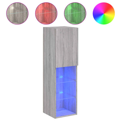 TV Cabinets with LED Lights 2 pcs Grey Sonoma 30.5x30x102 cm