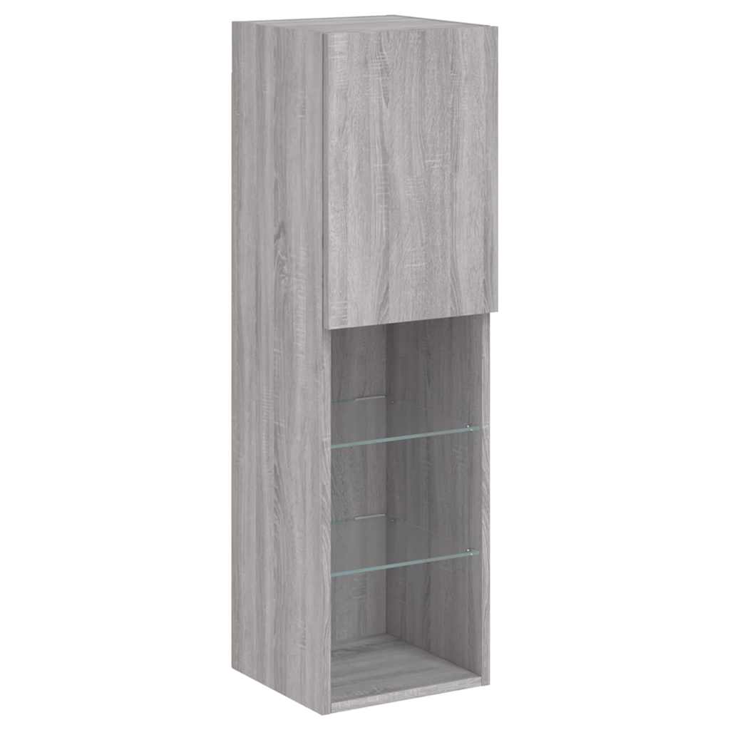 TV Cabinets with LED Lights 2 pcs Grey Sonoma 30.5x30x102 cm