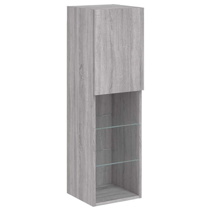TV Cabinets with LED Lights 2 pcs Grey Sonoma 30.5x30x102 cm