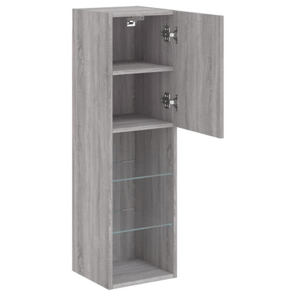 TV Cabinets with LED Lights 2 pcs Grey Sonoma 30.5x30x102 cm