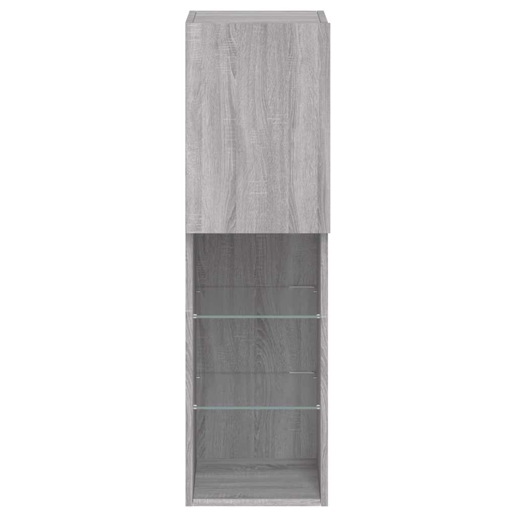 TV Cabinets with LED Lights 2 pcs Grey Sonoma 30.5x30x102 cm