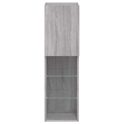 TV Cabinets with LED Lights 2 pcs Grey Sonoma 30.5x30x102 cm