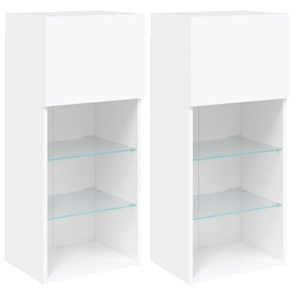 TV Cabinets with LED Lights 2 pcs White 40.5x30x90 cm