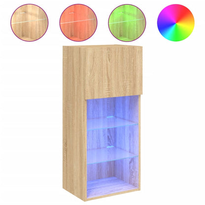 TV Cabinets with LED Lights 2 pcs Sonoma Oak 40.5x30x90 cm