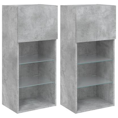 TV Cabinets with LED Lights 2 pcs Concrete Grey 40.5x30x90 cm