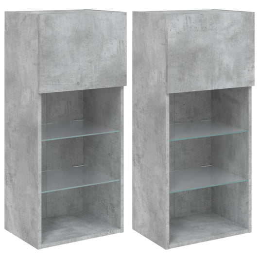 TV Cabinets with LED Lights 2 pcs Concrete Grey 40.5x30x90 cm