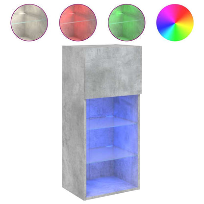 TV Cabinets with LED Lights 2 pcs Concrete Grey 40.5x30x90 cm