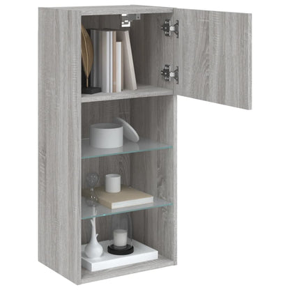 TV Cabinets with LED Lights 2 pcs Grey Sonoma 40.5x30x90 cm
