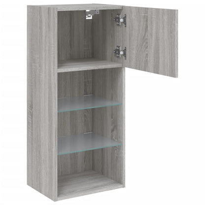 TV Cabinets with LED Lights 2 pcs Grey Sonoma 40.5x30x90 cm