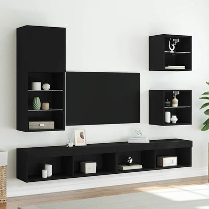 TV Cabinet | Black | Engineered wood, glass | Medium | Wall mounting