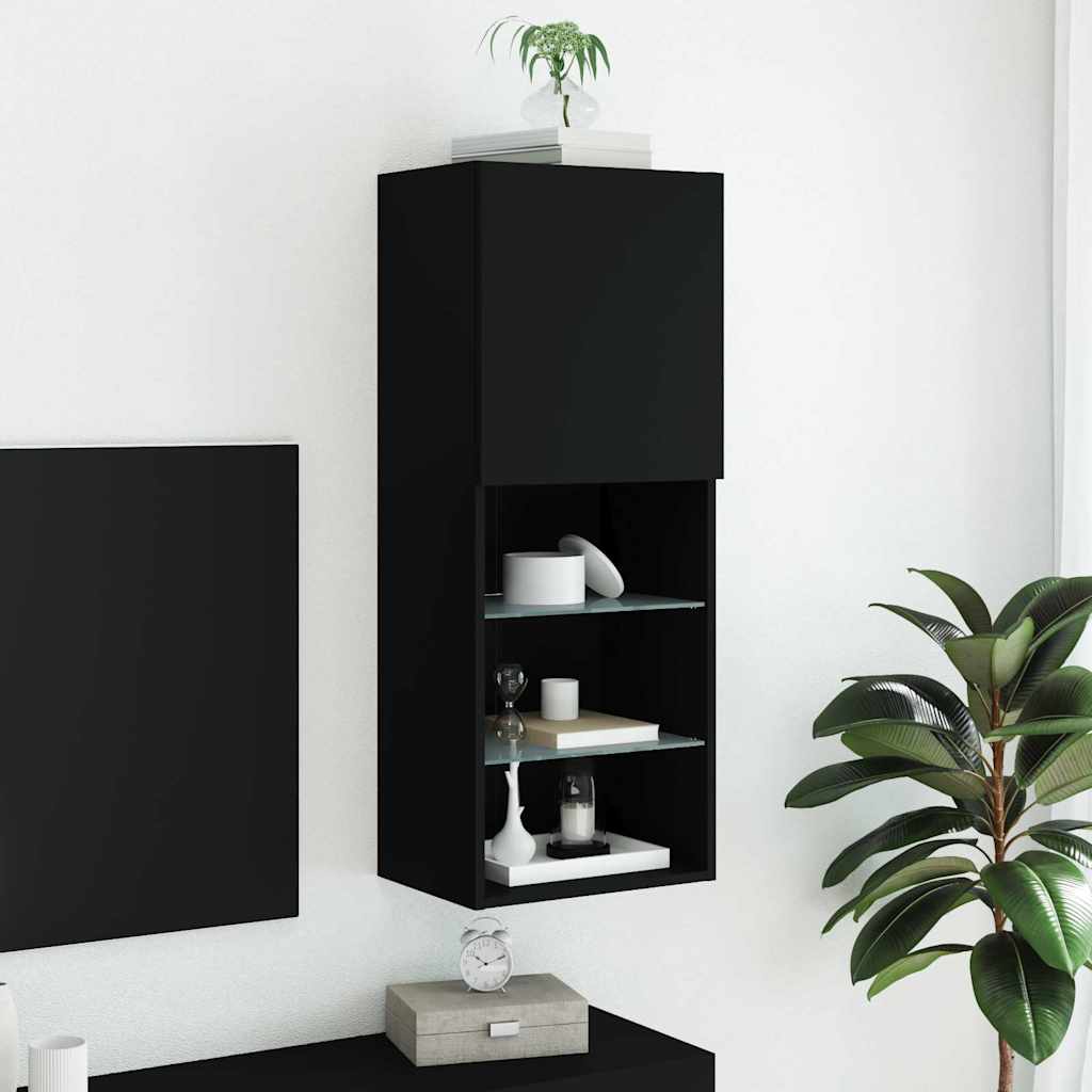 TV Cabinet | Black | Engineered wood, glass | Medium | Wall mounting