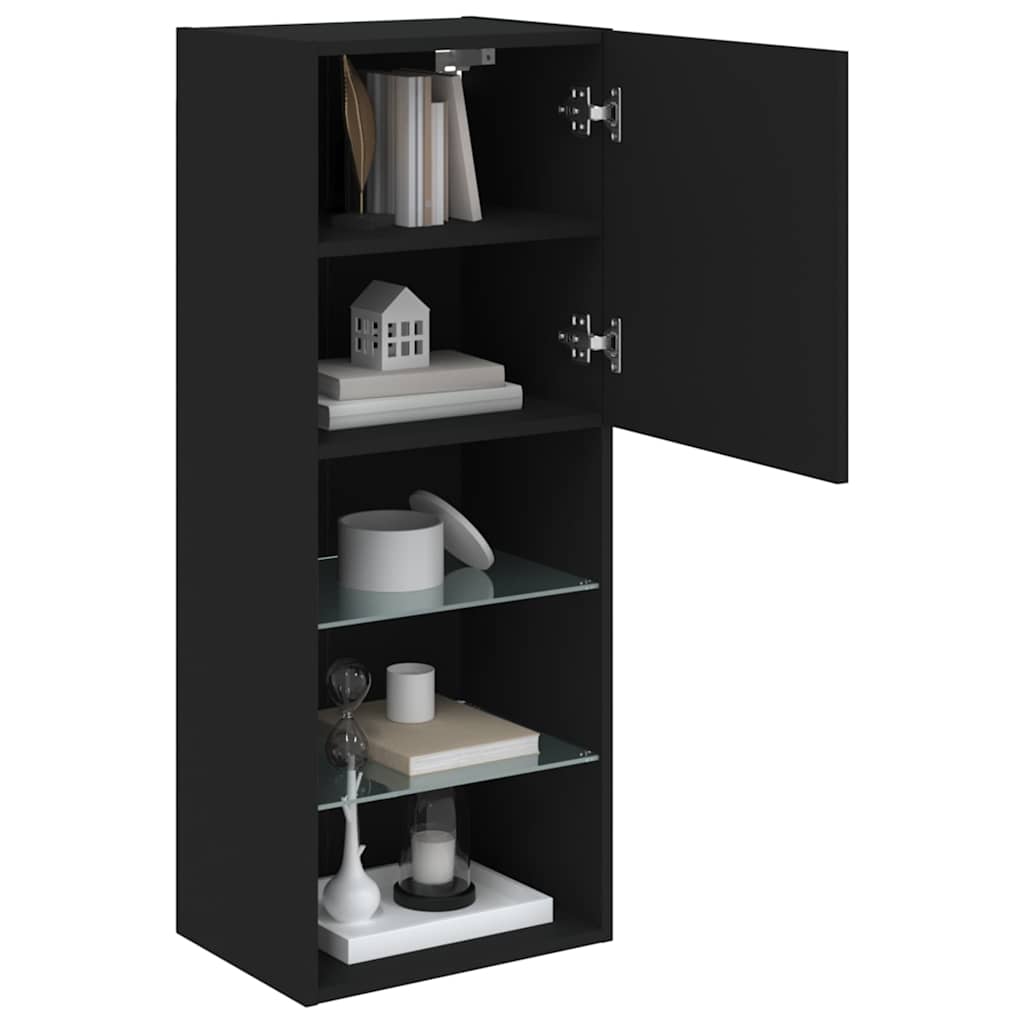 TV Cabinet | Black | Engineered wood, glass | Medium | Wall mounting