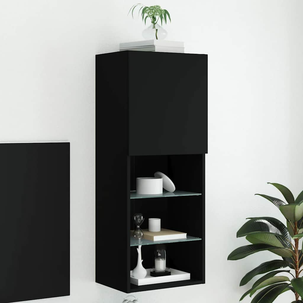 TV Cabinet | Black | Engineered wood, glass | Medium | Wall mounting
