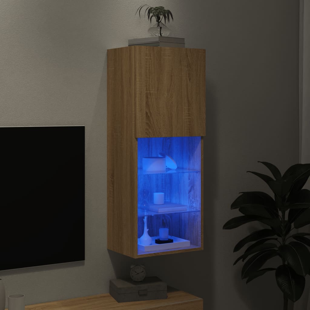 TV Cabinet with LED Lights Sonoma Oak 40.5x30x102 cm