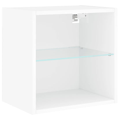 Bedside Cabinet with LED Lights Wall-mounted White
