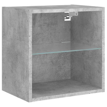 Bedside Cabinet with LED Lights Wall-mounted Concrete Grey
